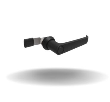 Fecho Lingueta, Maçaneta L, Cadeado, 20mm (.79 in) Altura, com vedação, Zamac, Pintura a Pó, Preto
