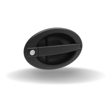 Acionadores, Ponto único ou multipontos, com suporte para cabos, Oval Large Handle, Flush Mount, Chave CH 751 (2 chaves incluídas), Poliamida 6, Preto