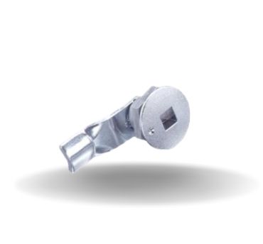 Fechos Lingueta com quarto de volta, Quadrado 8 mm, 36 mm, Com vedação, Zamac, Cromado, Brilhante