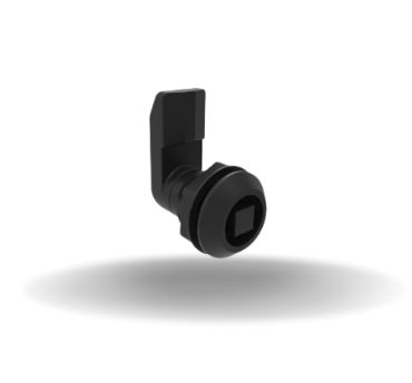 Fechos Lingueta com quarto de volta, Quadrado 8 mm, 20 mm Espessura, Com vedação, Poliamida 6, Preto