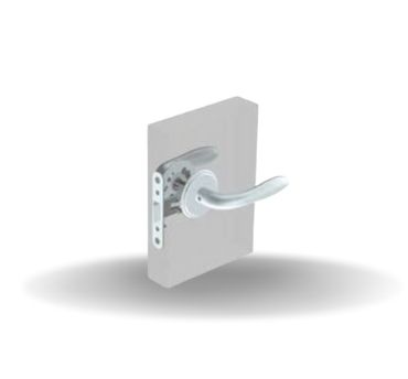 McCoy Fechos e Fechaduras para Portas, Portofino sem botão de privacidade, Mão direita, para fora, ou mão esquerda, para dentro, 28 - 37mm Grossura da Porta, Acetinado