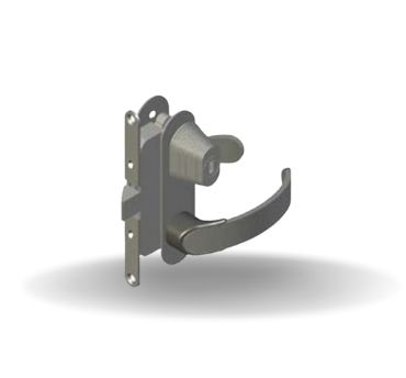 Fecho Modelo Offshore para Portas Giratórias, Botão de privacidade, Mão esquerda, para fora, Travamento com chave, 14.5 - 17mm Grossura da Porta , Preto