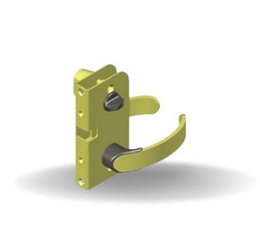 Fecho Modelo Offshore para Portas Giratórias, Botão de privacidade, Giro à esquerda, Travamento com chave, 14.5 - 17mm Grossura da Porta , PVD, Latão polido