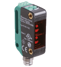 Sensor Fotoelétrico de triangulação com supressão de fundo série R100 22x37mm 5...350mm OBT350-R100-2EP-IO-V31