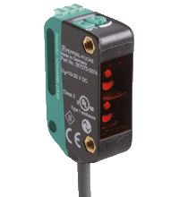 Sensor Fotoelétrico de triangulação com supressão de fundo série R100 22x37mm 2 push-pull(PNP/NPN) 5...350mm OBT350-R100-2EP-IO