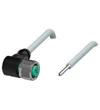 Cabo com conector M12 90º 4 pinos 5 metros PUR cinza V1-W-5M-PUR