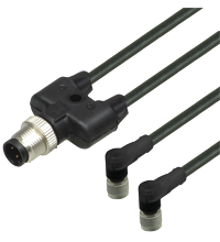 Cabo de conexão em Y V1-W-BK0,3M-PUR-U-T24B-V1-G